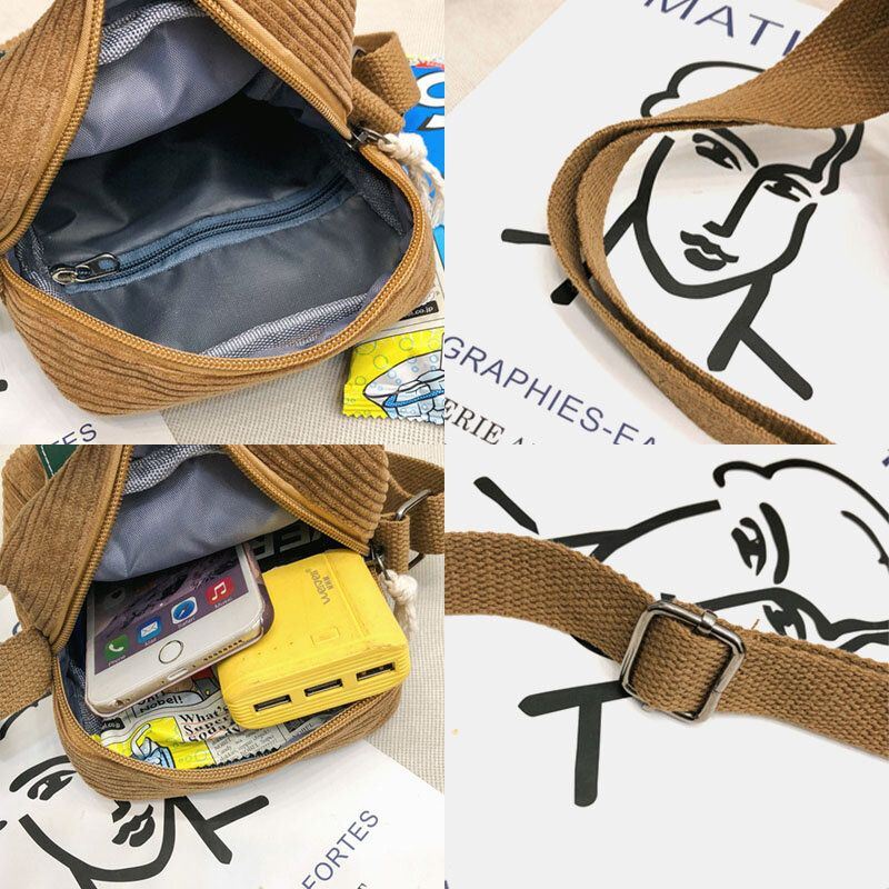 Miesten Unisex Vakosametti Retro Mini Universal Outdoor Phone Laukku Crossbody Bag Olkalaukku