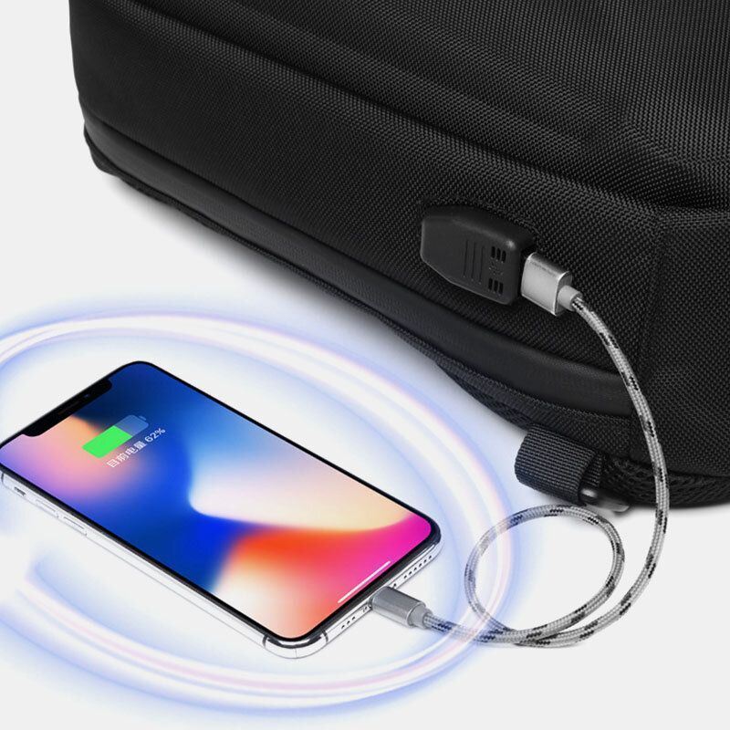 Miesten Usb-lataus Monitaskuinen Varkaudenesto Vedenpitävä Ulkokäyttöinen Poikkivarsilaukku Rintalaukku