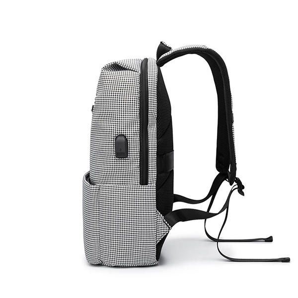 Miesten Usb-lataus Oxford-ruudullinen Reppu Rento Tietokonelaukku