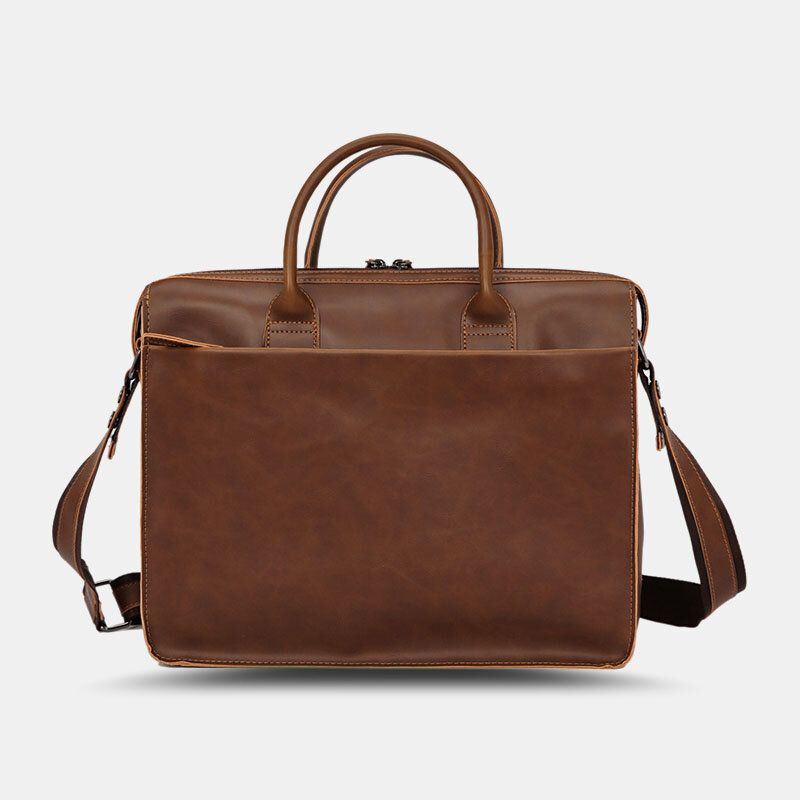 Miesten Vaakasuuntainen Monitaskuinen Monitaskuinen Salkku Vintage Pu-nahkainen 14 Tuuman Kannettava Laukku Crossbody Laukku Olkalaukku Käsilaukku