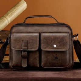 Miesten Vaakasuuntainen Suuri Kapasiteetti Pu-nahkainen Crossbody Laukut Vedenpitävä Kulutusta Kestävä Messenger Bag Olkalaukku Käsilaukku