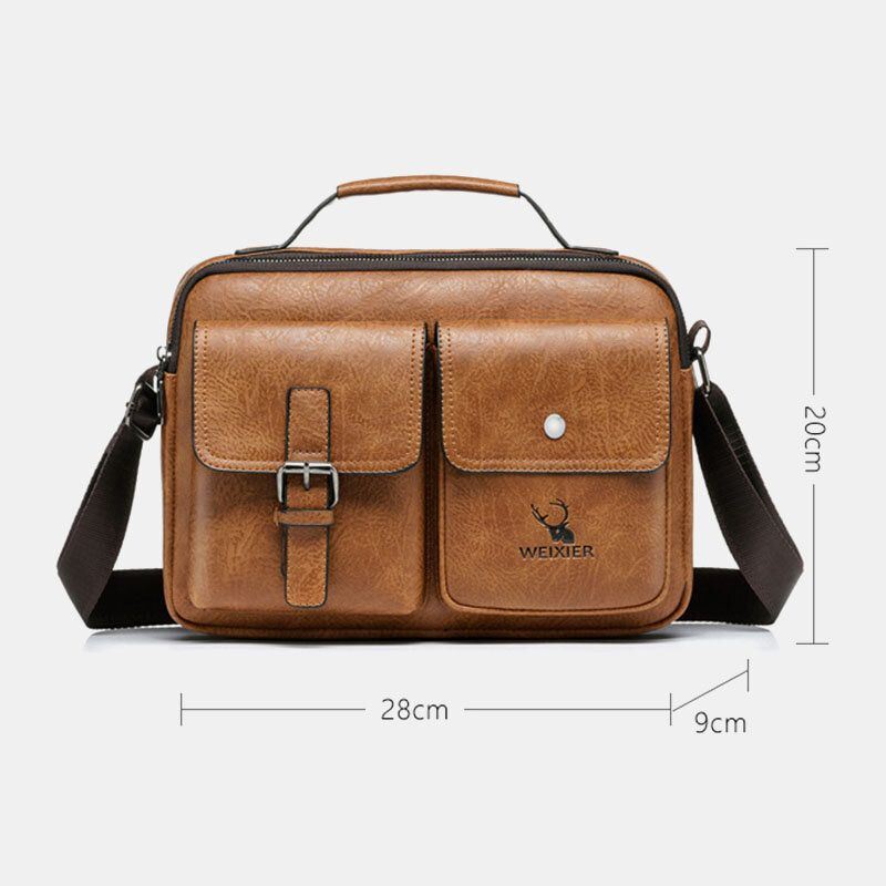Miesten Vaakasuuntainen Suuri Kapasiteetti Pu-nahkainen Crossbody Laukut Vedenpitävä Kulutusta Kestävä Messenger Bag Olkalaukku Käsilaukku