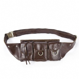 Miesten Vintage Aidosta Nahasta Valmistettu Vyötärölaukku Kestävä Retro-crossbody-laukku