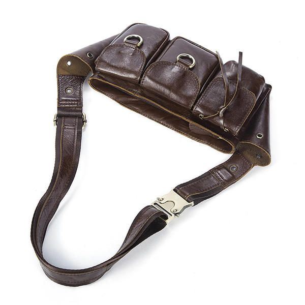 Miesten Vintage Aidosta Nahasta Valmistettu Vyötärölaukku Kestävä Retro-crossbody-laukku