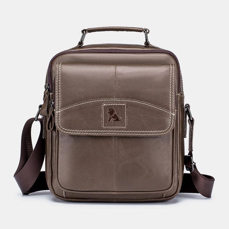 Miesten Vintage Aito Nahka Yksivärinen Kulutusta Kestävä Vedenpitävä Crossbody Laukku Olkalaukku