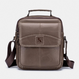 Miesten Vintage Aito Nahka Yksivärinen Kulutusta Kestävä Vedenpitävä Crossbody Laukku Olkalaukku