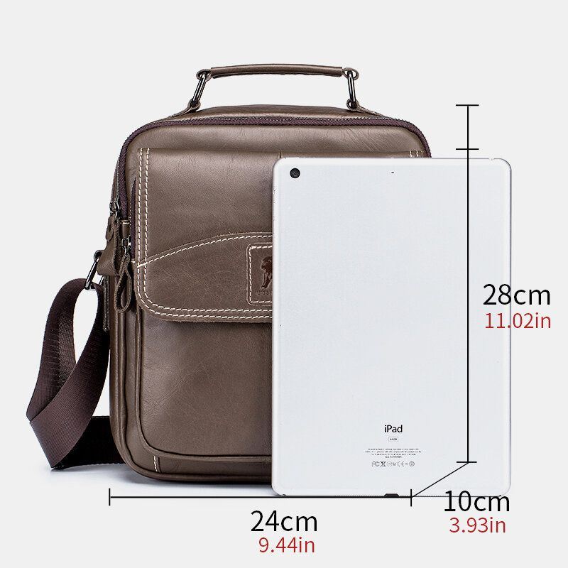 Miesten Vintage Aito Nahka Yksivärinen Kulutusta Kestävä Vedenpitävä Crossbody Laukku Olkalaukku