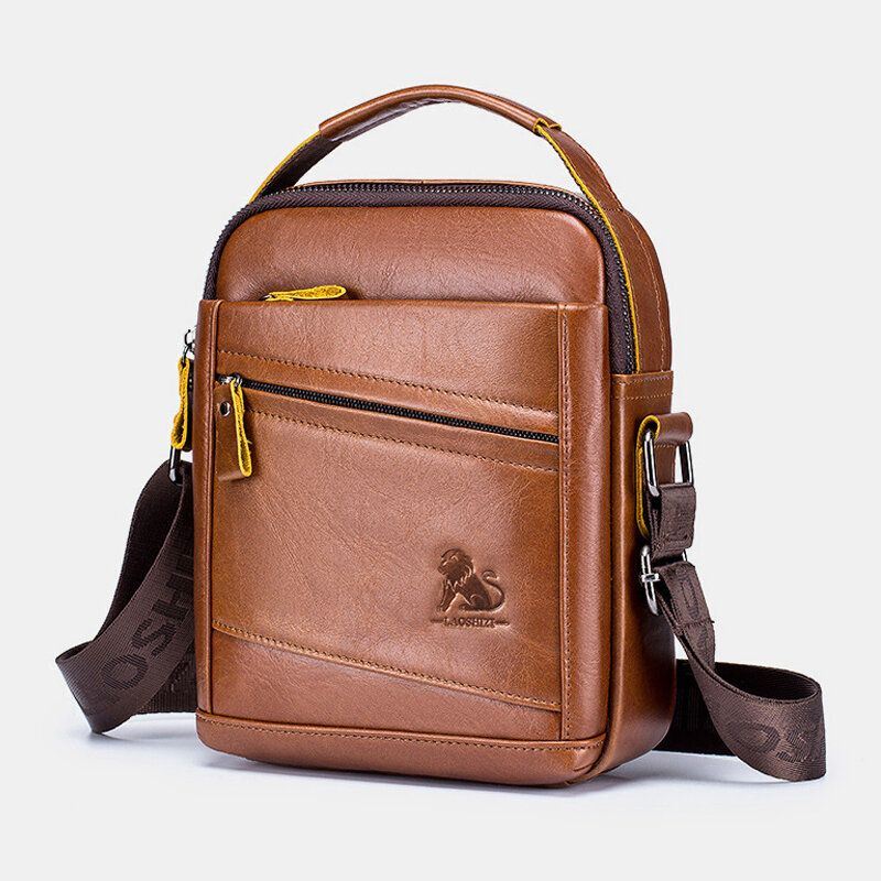 Miesten Vintage Aitoa Nahkaa Monitoiminen Kulutusta Kestävä Crossbody Laukku Rento Olkalaukku
