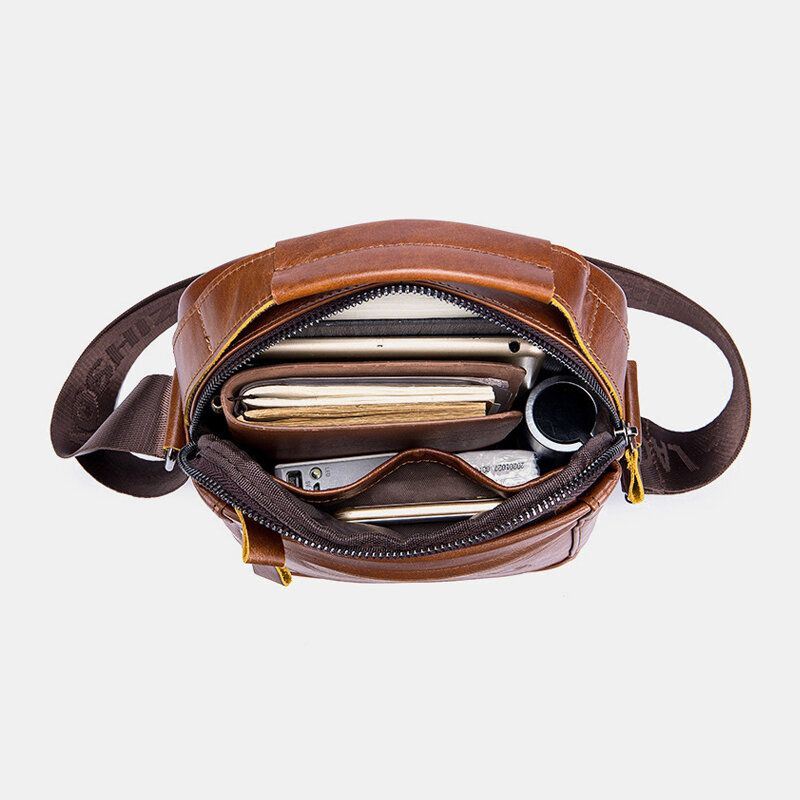 Miesten Vintage Aitoa Nahkaa Monitoiminen Kulutusta Kestävä Crossbody Laukku Rento Olkalaukku