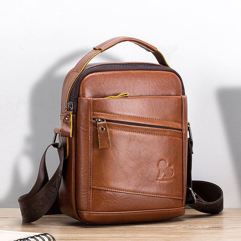 Miesten Vintage Aitoa Nahkaa Monitoiminen Kulutusta Kestävä Crossbody Laukku Rento Olkalaukku