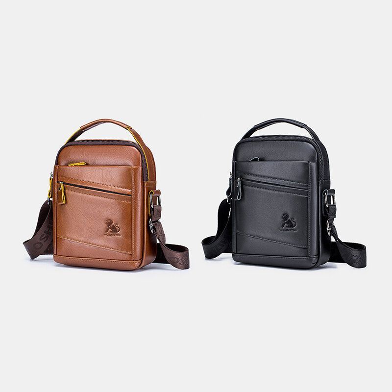 Miesten Vintage Aitoa Nahkaa Monitoiminen Kulutusta Kestävä Crossbody Laukku Rento Olkalaukku