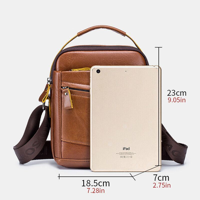 Miesten Vintage Aitoa Nahkaa Monitoiminen Kulutusta Kestävä Crossbody Laukku Rento Olkalaukku