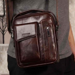 Miesten Vintage Aitoa Nahkaa Oleva Crossbody Laukku Olkalaukku Business Laukku