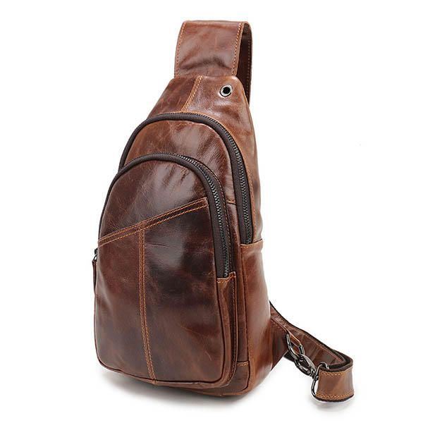 Miesten Vintage Aitoa Nahkaa Oleva Retro-crossbody-laukku Rintalaukku