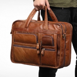 Miesten Vintage Aitoa Nahkaa Suuri Tilavuus Business-käsilaukku Crossbody-laukku