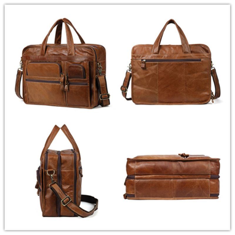 Miesten Vintage Aitoa Nahkaa Suuri Tilavuus Business-käsilaukku Crossbody-laukku