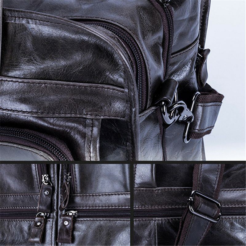 Miesten Vintage Aitoa Nahkaa Suuri Tilavuus Business-käsilaukku Crossbody-laukku