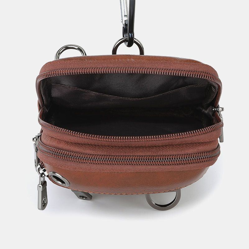 Miesten Vintage Aitoa Nahkaa Yksivärinen Urheilullinen Crossbody Laukku Puhelinlaukku