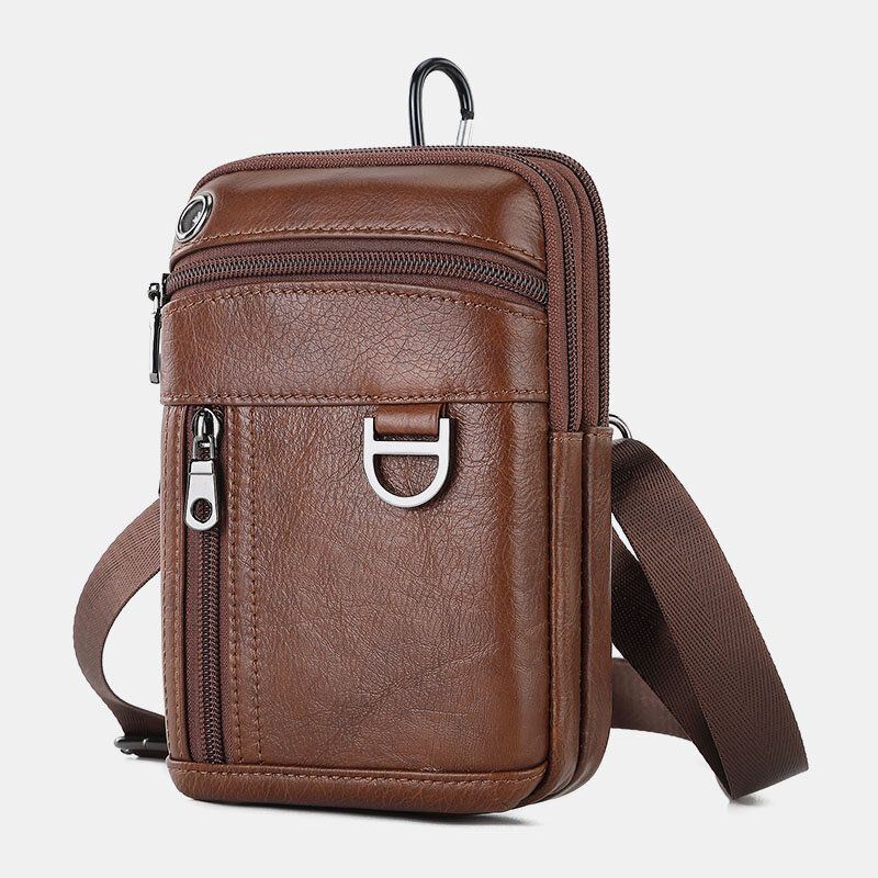 Miesten Vintage Aitoa Nahkaa Yksivärinen Urheilullinen Crossbody Laukku Puhelinlaukku
