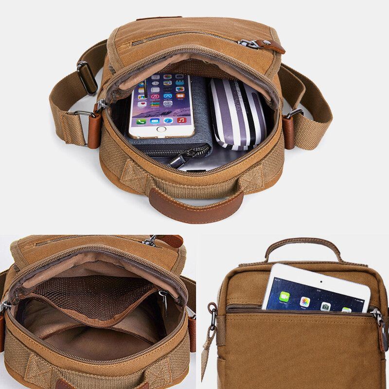 Miesten Vintage Canvas - Monitoiminen Ilmanvaihto Crossbody Bag Business Olkalaukku