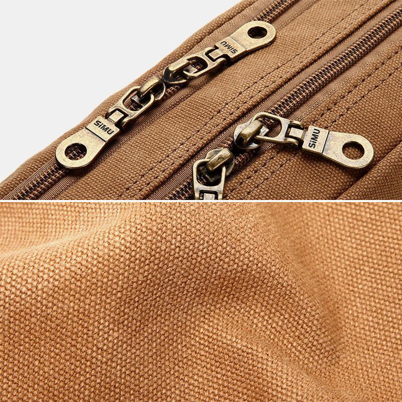 Miesten Vintage Canvas Suuri Kapasiteetti Monitoiminen Vesipullo Tasku Crossbody Laukku Rento Olkalaukku