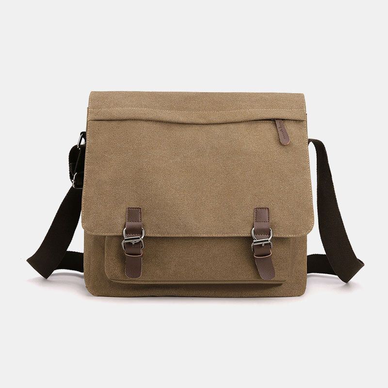 Miesten Vintage Canvas Yksivärinen Suuri Kapasiteetti Kulutusta Kestävä Crossbody Laukku Olkalaukku