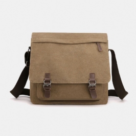 Miesten Vintage Canvas Yksivärinen Suuri Kapasiteetti Kulutusta Kestävä Crossbody Laukku Olkalaukku