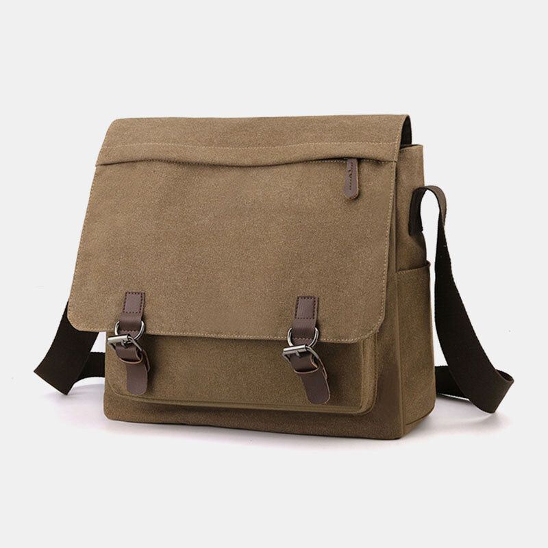 Miesten Vintage Canvas Yksivärinen Suuri Kapasiteetti Kulutusta Kestävä Crossbody Laukku Olkalaukku