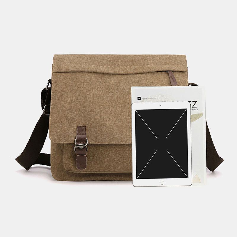 Miesten Vintage Canvas Yksivärinen Suuri Kapasiteetti Kulutusta Kestävä Crossbody Laukku Olkalaukku