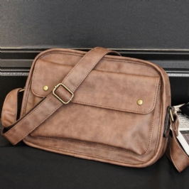 Miesten Vintage Keinonahkainen Suuri Tilavuus Yksivärinen Crossbody Laukku