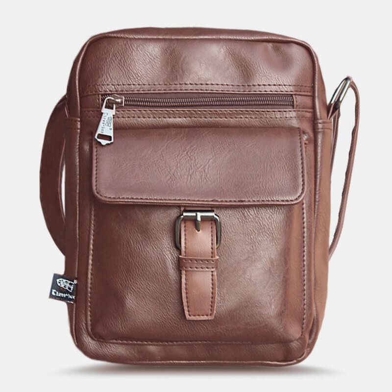 Miesten Vintage Monitoimi Monitaskuinen Vedenpitävä Keinonahka Crossbody Laukku Olkalaukku