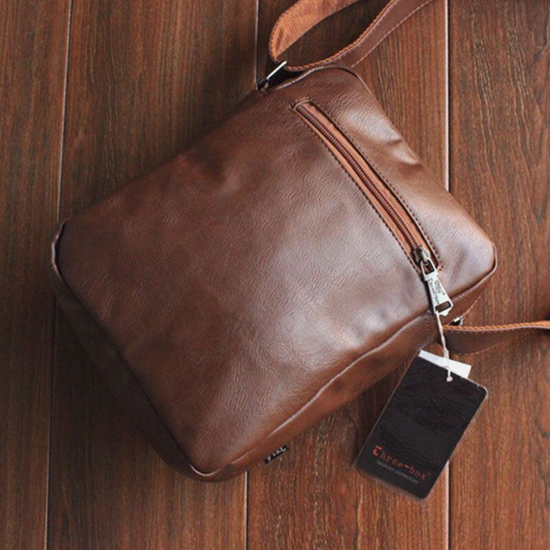 Miesten Vintage Monitoimi Monitaskuinen Vedenpitävä Keinonahka Crossbody Laukku Olkalaukku