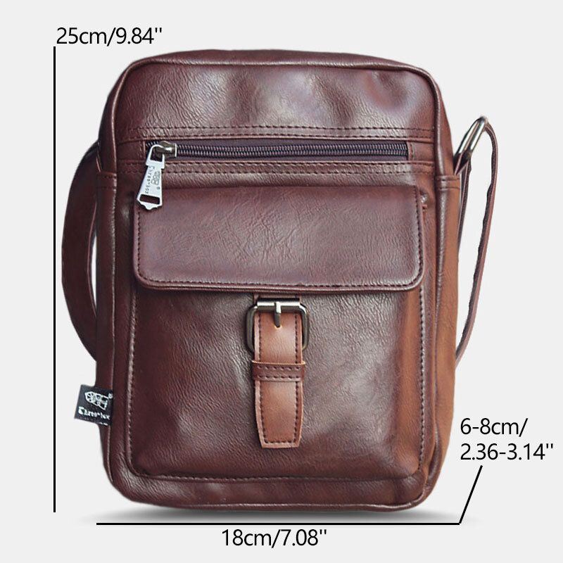 Miesten Vintage Monitoimi Monitaskuinen Vedenpitävä Keinonahka Crossbody Laukku Olkalaukku