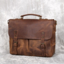 Miesten Vintage Monitoiminen Suuri Kapasiteetti Business Crossbody Laukku Monitaskuinen Pu-nahkainen Käsilaukku Olkalaukku