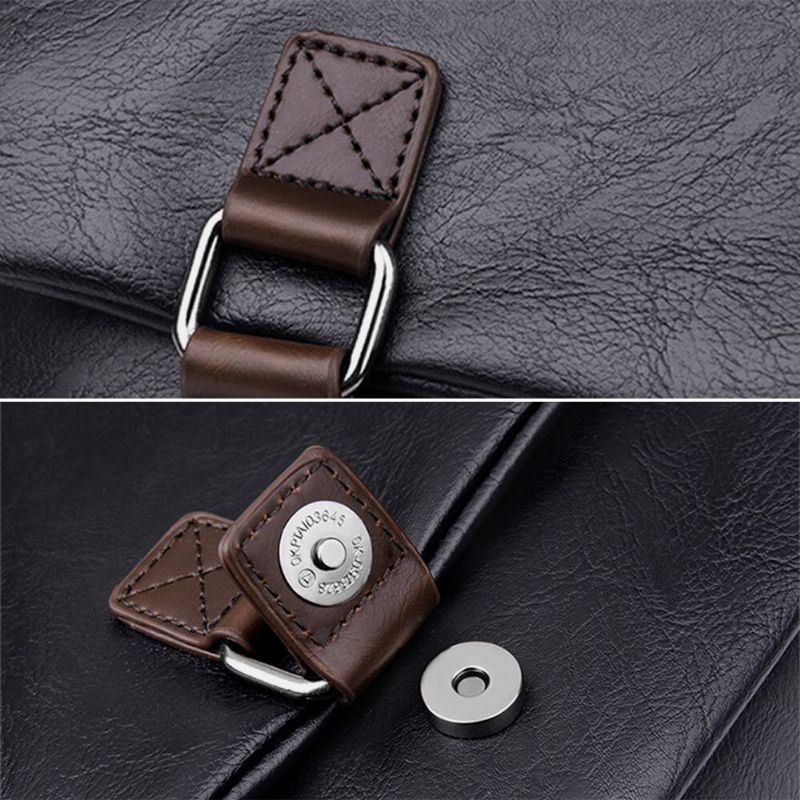 Miesten Vintage Pu Nahka Monitaskuinen Suuri Tilavuus Crossbody Laukku Olkalaukku