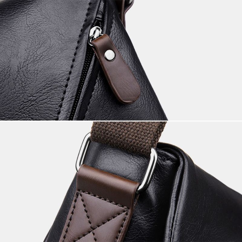 Miesten Vintage Pu Nahka Monitaskuinen Suuri Tilavuus Crossbody Laukku Olkalaukku