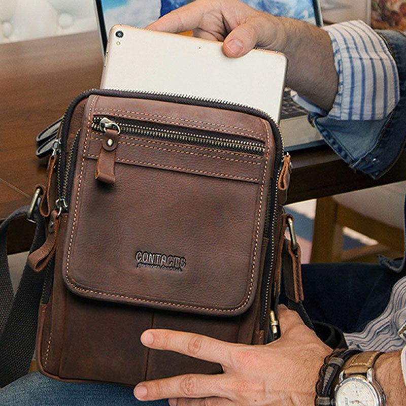 Miesten Vintage Retro Aito Nahkainen Olkalaukku Crossbody Laukku