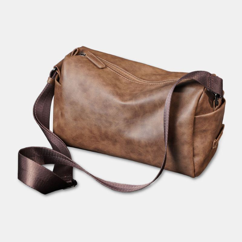 Miesten Vintage Suuren Kapasiteetin Crossbody Laukku Keinonahkainen Monitoiminen Olkalaukku