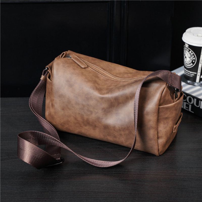 Miesten Vintage Suuren Kapasiteetin Crossbody Laukku Keinonahkainen Monitoiminen Olkalaukku