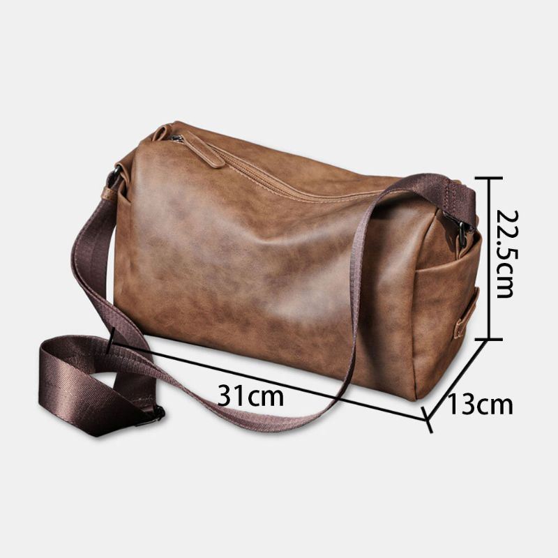 Miesten Vintage Suuren Kapasiteetin Crossbody Laukku Keinonahkainen Monitoiminen Olkalaukku