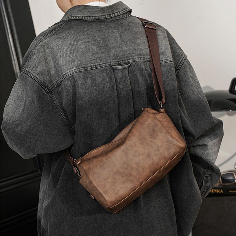 Miesten Vintage Suuren Kapasiteetin Crossbody Laukku Keinonahkainen Monitoiminen Olkalaukku