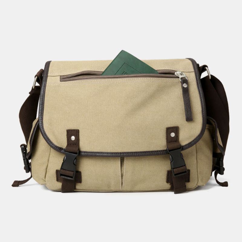 Miesten Vintage Suuri Kapasiteetti Kulutusta Kestävä Kangas Crossbody Laukku Rento Olkalaukku