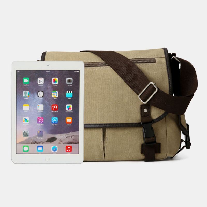 Miesten Vintage Suuri Kapasiteetti Kulutusta Kestävä Kangas Crossbody Laukku Rento Olkalaukku