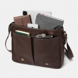 Miesten Vintage Suuri Tilavuus Monitaskuinen Pu-nahkainen Opettajalaukku Crossbody Laukku Lyhyt Olkalaukku