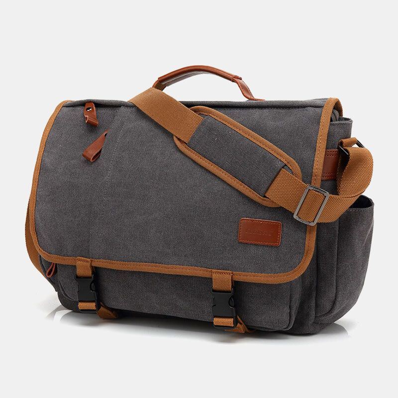 Miesten Vintage Suuri Tilavuus Vedenpitävä Canvas Rento Crossbody Laukku Olkalaukku Matkalaukku