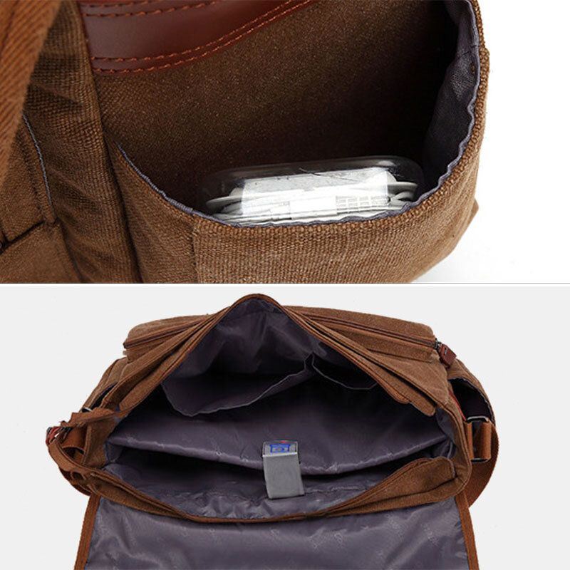 Miesten Vintage Suuri Tilavuus Vedenpitävä Canvas Rento Crossbody Laukku Olkalaukku Matkalaukku