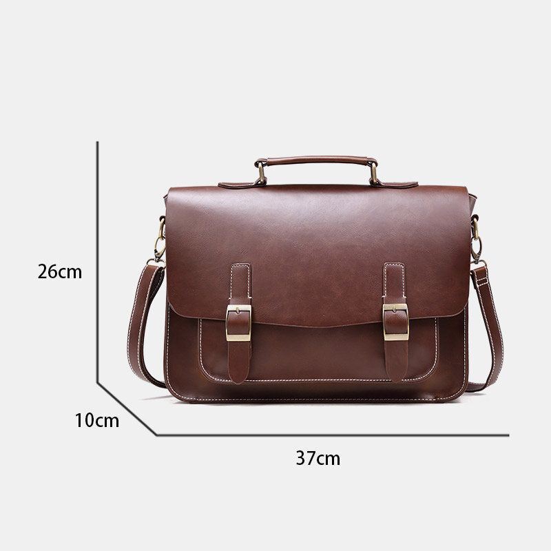 Miesten Vintage Vedenpitävä Kulutusta Kestävä Faux Laether Business Salkku Crossbody Olkalaukku