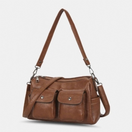 Naiset Pu Nahka Suuri Kapasiteetti Monitaskuinen Retro 6.3 Tuuman Puhelinlaukku Crossbody Laukut Olkalaukku