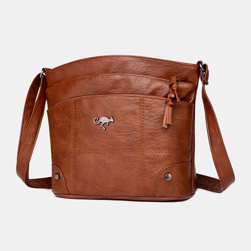 Naiset Pu Nahka Suuri Kapasiteetti Retro 6.3 Tuuman Monitaskuinen Puhelinlaukku Pehmeä Crossbody Laukut Olkalaukku