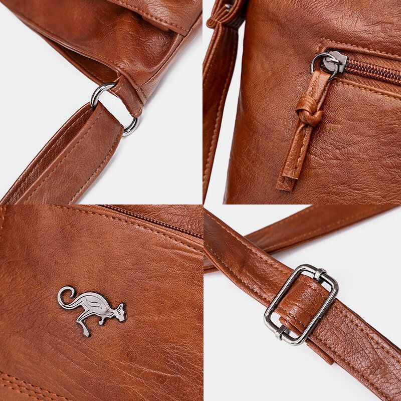 Naiset Pu Nahka Suuri Kapasiteetti Retro 6.3 Tuuman Monitaskuinen Puhelinlaukku Pehmeä Crossbody Laukut Olkalaukku